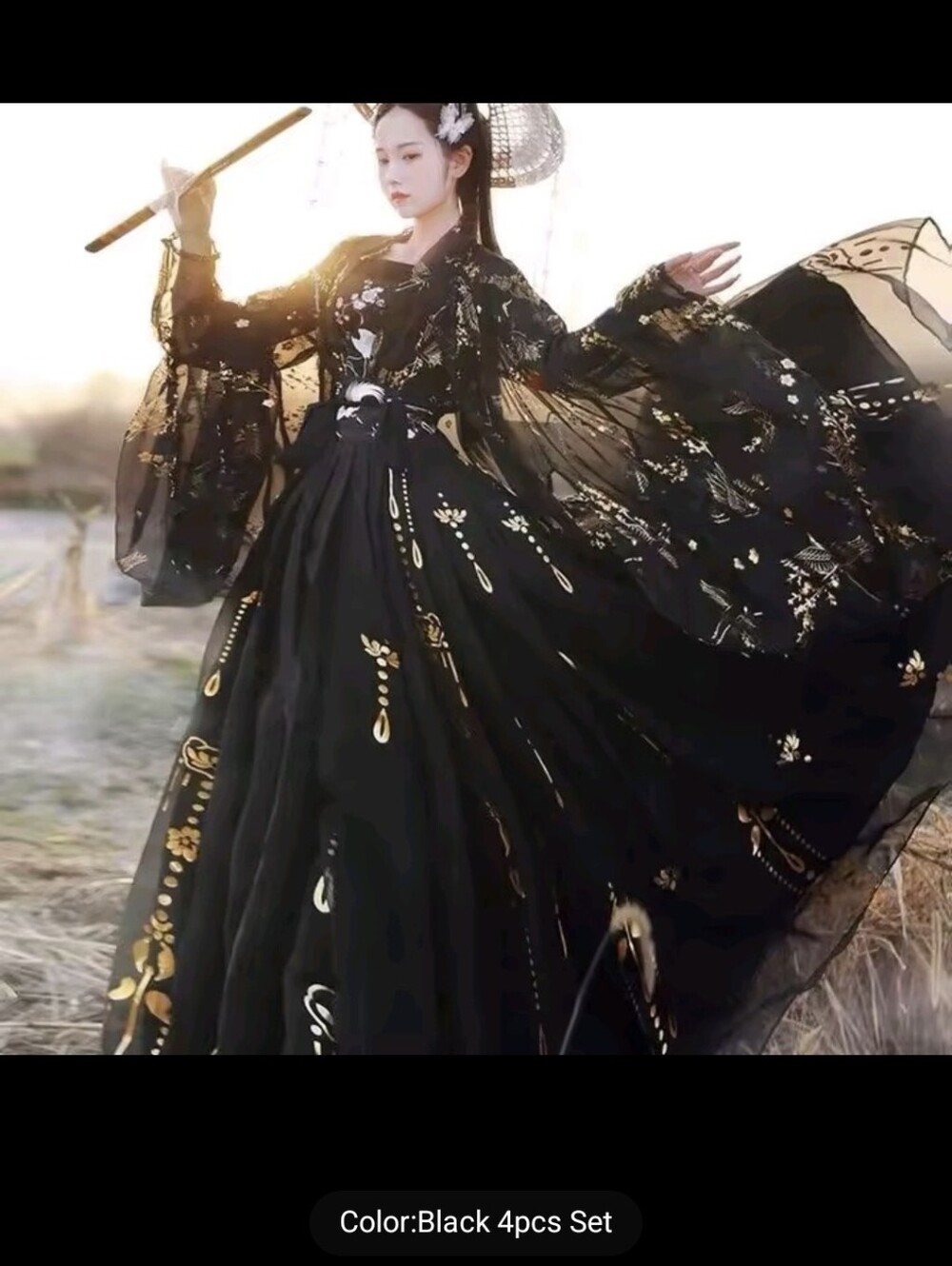 Black Floral-Embellished Maxi Dress - Elegant Women’s Evening Gown